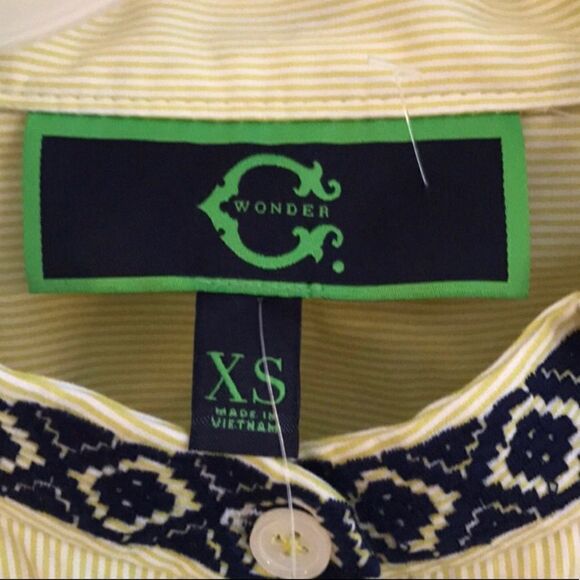 C Wonder Green & White Pinstriped Blouse XS NWT - Picture 5 of 10